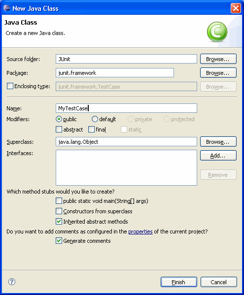 Java Class wizard