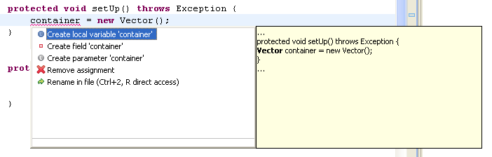Correction proposals for container