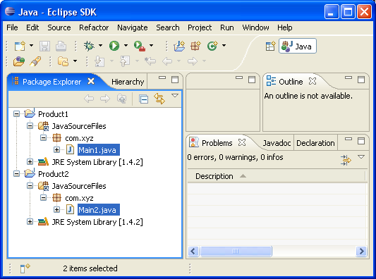 Created Java projects in Workspace