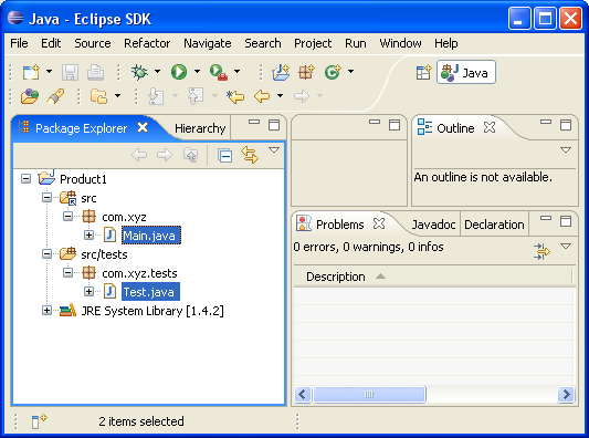 Created Java project in Workspace