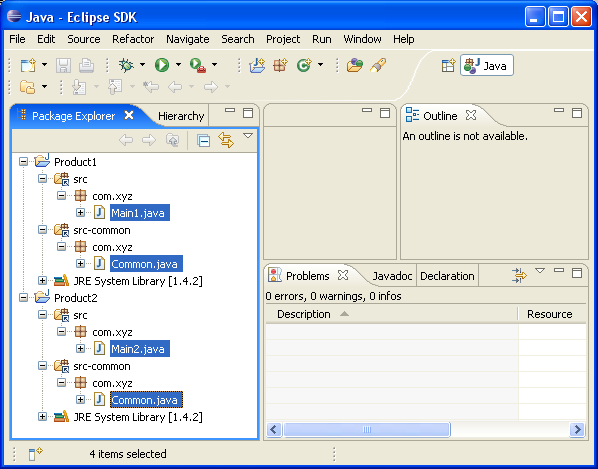 Created Java projects in Workspace