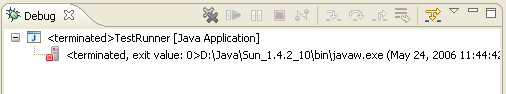 Debug view showing two terminated run launches