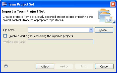 Team project set import wizard page