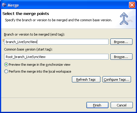 Merge dialog initial state
